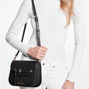 Michael Kors Black and Gold Emilia Crossbody Bag